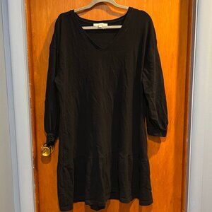 LOFT Black Long Sleeve Tiered Shift Dress - XL